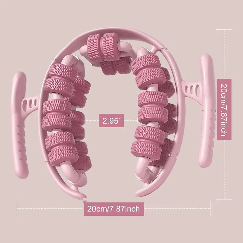 Lymphatic Drainage Massager,Cellulite Massage Roller,Body Sculpting Machine，Thighs Massager, Manual Leg Roller，Relaxing Muscles,360 °28 Wheels Anti Cellulite Roller for Legs (Pink) - Image 3
