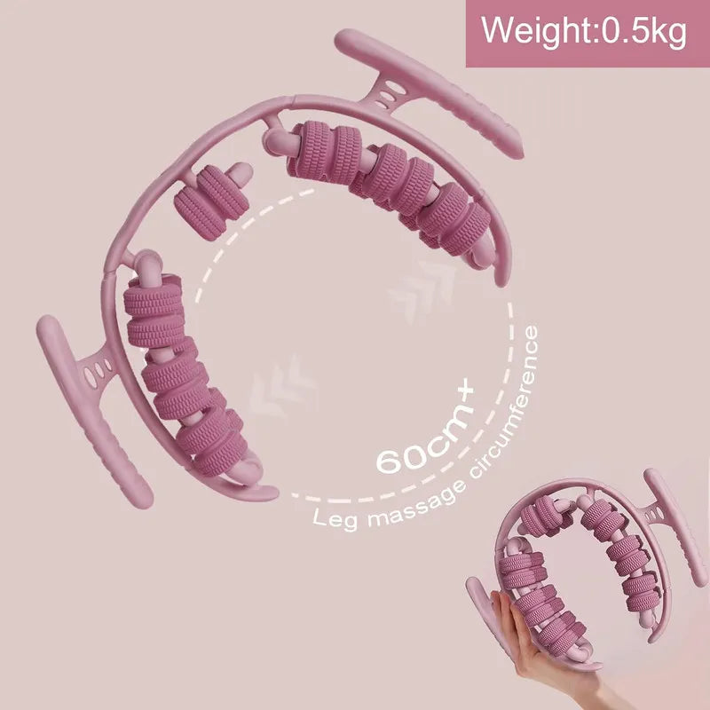 Lymphatic Drainage Massager,Cellulite Massage Roller,Body Sculpting Machine，Thighs Massager, Manual Leg Roller，Relaxing Muscles,360 °28 Wheels Anti Cellulite Roller for Legs (Pink) - Image 4