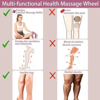Lymphatic Drainage Massager,Cellulite Massage Roller,Body Sculpting Machine，Thighs Massager, Manual Leg Roller，Relaxing Muscles,360 °28 Wheels Anti Cellulite Roller for Legs (Pink) - Image 6