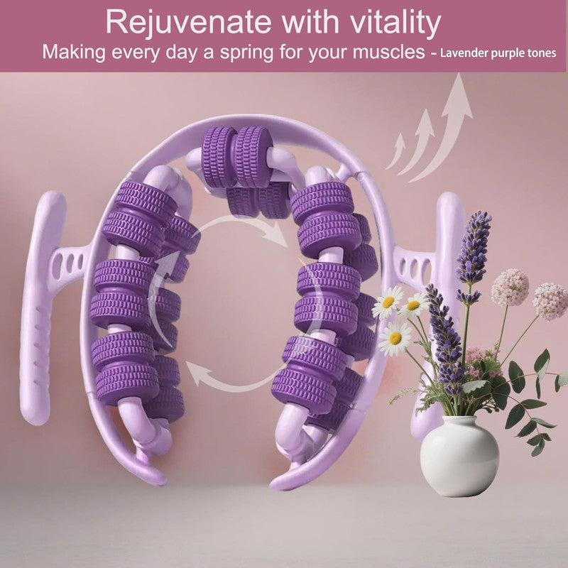 Lymphatic Drainage Massager,Cellulite Massage Roller,Body Sculpting Machine，Thighs Massager, Manual Leg Roller，Relaxing Muscles,360 °28 Wheels Anti Cellulite Roller for Legs (PURPLE)