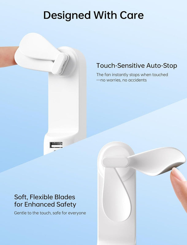 Handheld Mini Fan,2 IN 1 USB Rechargeable Portable Fan [12-19 Working Hours] with Power Bank, Pocket Design for Travel/Summer/Concerts/Lash, Gifts for Women (White)Christmas Gifts - Image 3