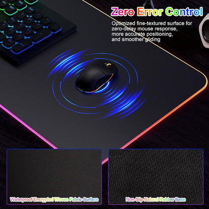 Wireless Charging Mouse Pad 15W RGB Gaming Mousepad Waterproof Desk Mat with Phone Holder 35.4''x11.8'' Extra Large Desk Pad Non-Slip Base Computer Keyboard Mat for PC Laptop, White - Image 7