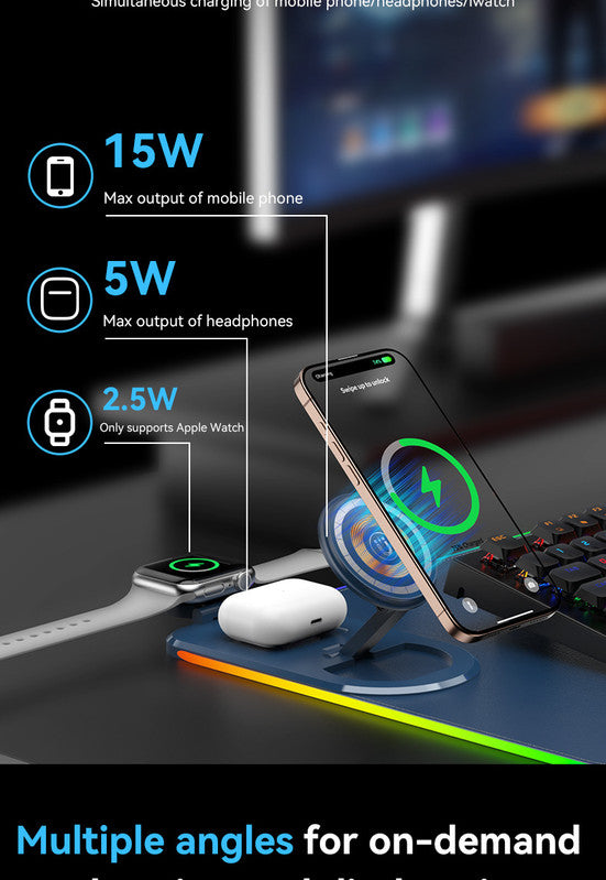 Wireless Charging Mouse Pad 15W RGB Gaming Mousepad Waterproof Desk Mat with Phone Holder 35.4''x11.8'' Extra Large Desk Pad Non-Slip Base Computer Keyboard Mat for PC Laptop, White - Image 8