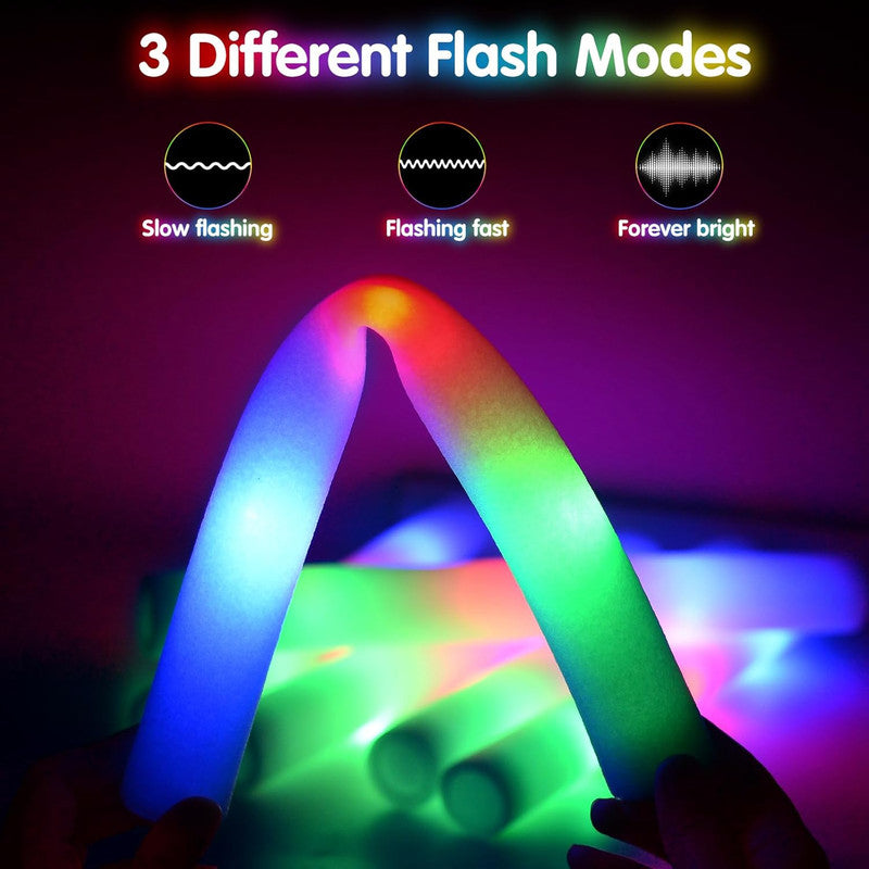 16PCS Foam Glow Sticks, Foam Light Up Sticks with 3 Modes Colorful Flashing, Glow Stick Bulk Party Pack, Glow in Dark Party Supplies, LED Foam Sticks Bulk for Wedding, Raves, Concert, Halloween - Image 2