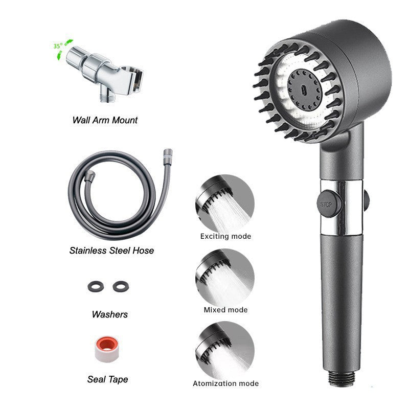 High Pressure Filtered Shower Head - 3 Spray Modes Shower head with Handheld, Detachable Showerhead with 5 Replaceable Water Softener Filters for Hard Water | Shower with 75" Anti-Burst Hose - Image 2