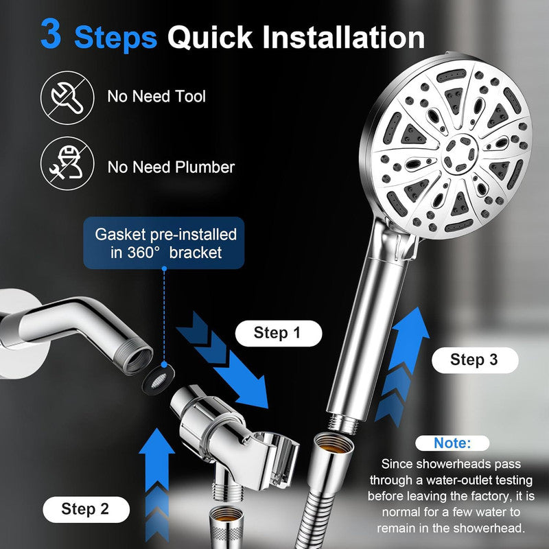 Filtered Shower Head with Handheld, High Pressure 8 Spray Showerhead with Filters & Upgraded Detachable Shower Head, Water Softener Filters Beads for Hard Water -Remove Chlorine - Image 4