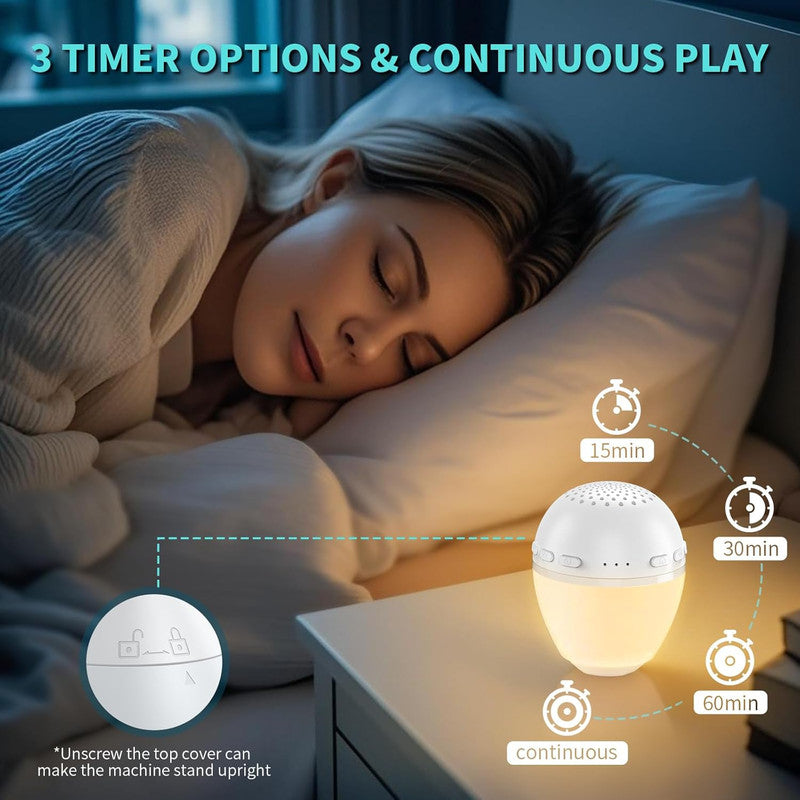 3 in 1 Smart Sound Machine, White Noise Machine with Noise Detection, Night Light, Bluetooth Speaker, Rechargeable Battery, 26 Soothing Sounds and Portable Design for Kids & Adults - Image 2