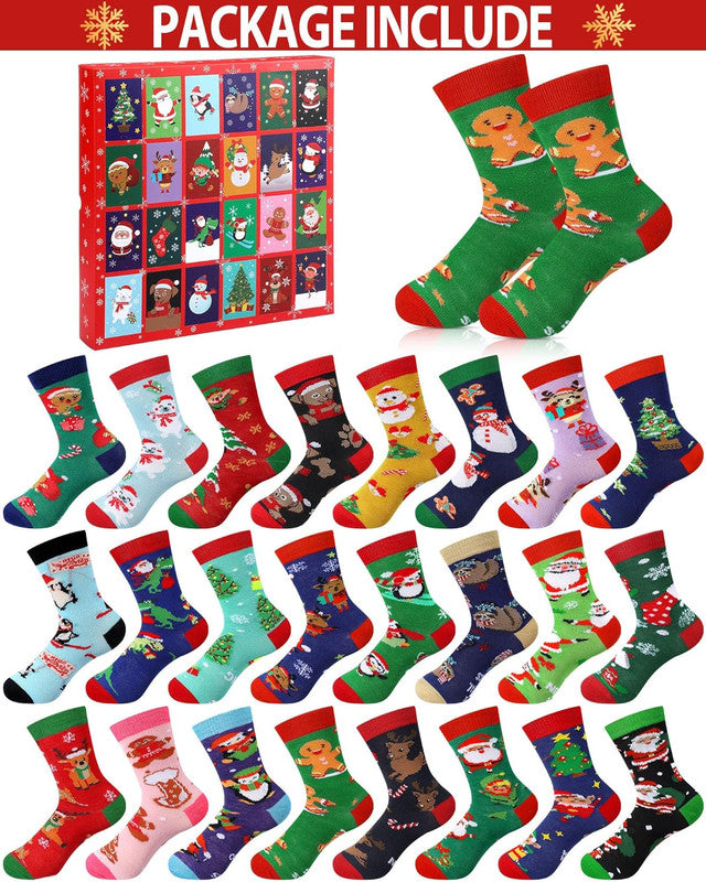 Advent Calendar 2025 Adult Men 24 Days of Christmas Cotton Socks US 7-13 Fun Christmas Sock Advent Calendar for Men Funny Gifts for Dad Boyfriend Husband Brother Random Socks Gift Box - Image 2