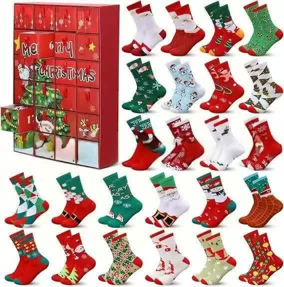 Advent Calendar 2025 Adult Men 24 Days of Christmas Cotton Socks US 7-13 Fun Christmas Sock Advent Calendar for Men Funny Gifts for Dad Boyfriend Husband Brother Random Socks Gift Box - Image 3