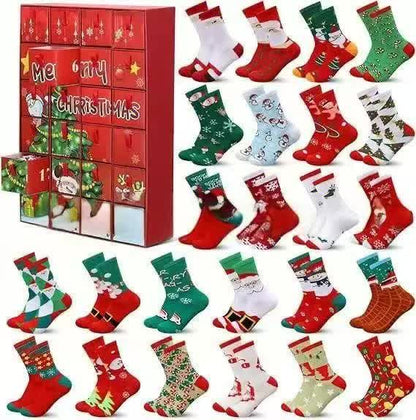 Advent Calendar 2025 Adult Men 24 Days of Christmas Cotton Socks US 7-13 Fun Christmas Sock Advent Calendar for Men Funny Gifts for Dad Boyfriend Husband Brother Random Socks Gift Box - Image 3