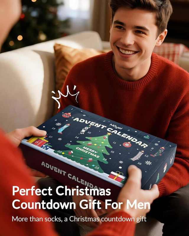 Advent Calendar 2025 Adult Men 24 Days of Christmas Cotton Socks US 7-13 Fun Christmas Sock Advent Calendar for Men Funny Gifts for Dad Boyfriend Husband Brother Random Socks Gift Box - Image 6