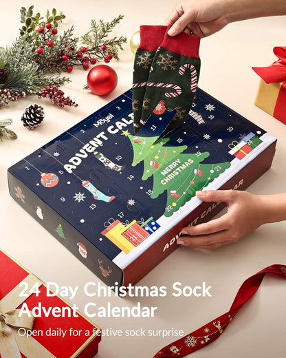 Advent Calendar 2025 Adult Men 24 Days of Christmas Cotton Socks US 7-13 Fun Christmas Sock Advent Calendar for Men Funny Gifts for Dad Boyfriend Husband Brother Random Socks Gift Box - Image 7