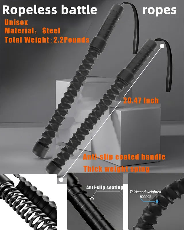 Ropeless Battle Ropes for Home Gym, Cordless Exerciser Rope, Heavy Duty Weighted Wireless Battle Ropes, Exercise Equipment for HIIT, Portable Training Flow rope Working Out for Men Women, Cardio Train - Image 2