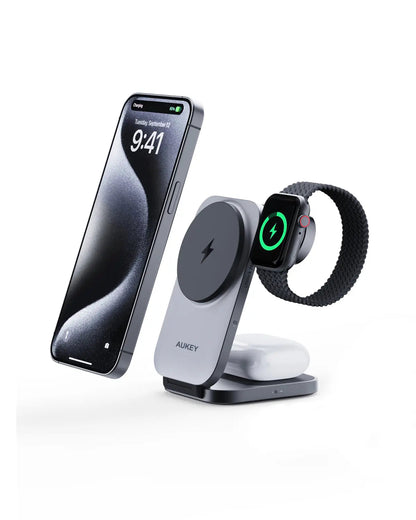 Aukey MagFusion Z Qi2 3-in-1 Foldable Magnetic Fast Wireless Charging Station (LC-MC312) - Image 2