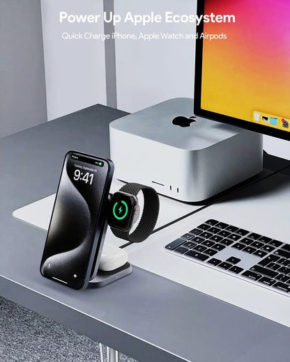 Aukey MagFusion Z Qi2 3-in-1 Foldable Magnetic Fast Wireless Charging Station (LC-MC312) - Image 4