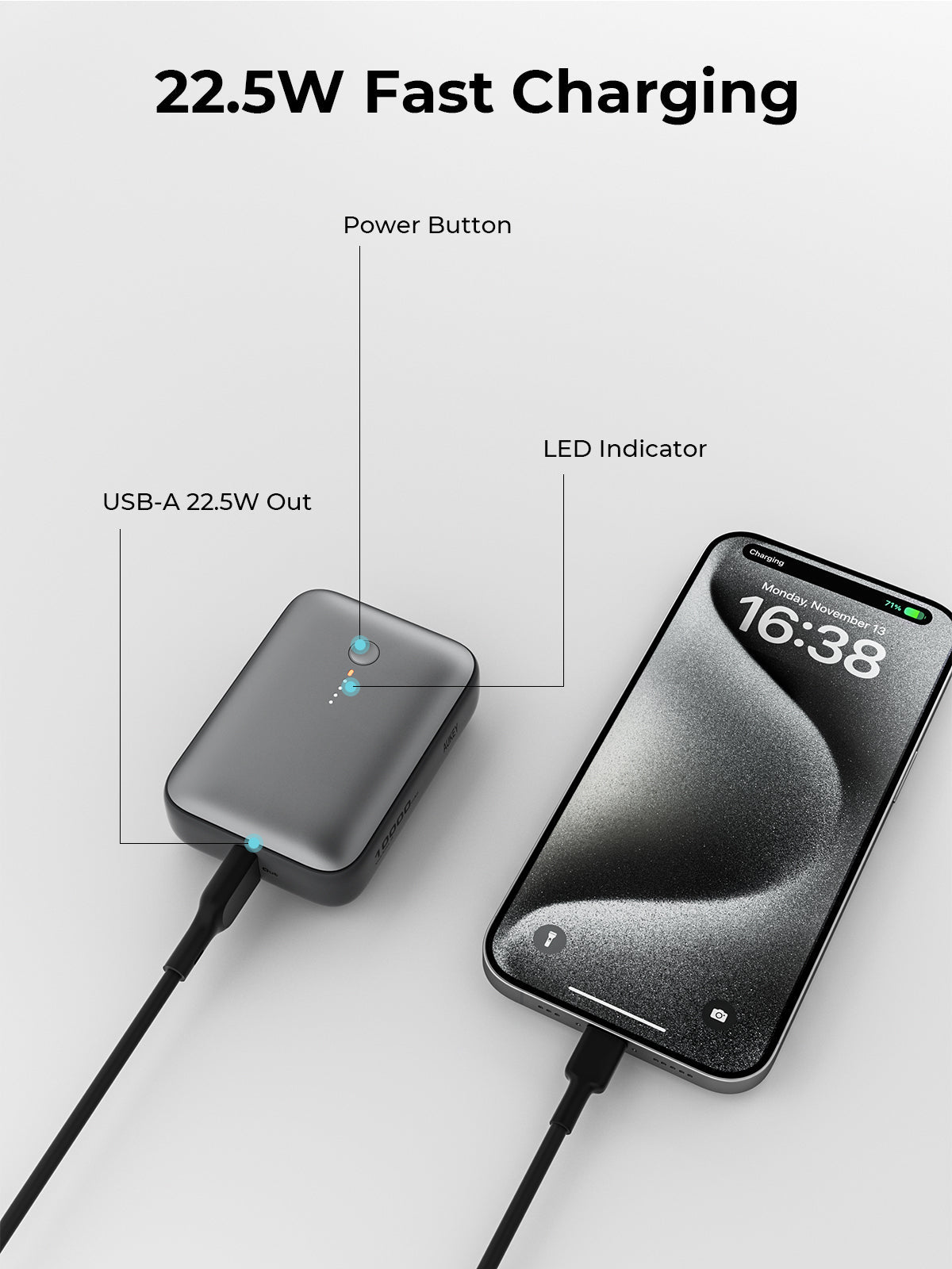 AUKEY Spark Mini 10000 Compact Fast Charging Power Bank (PB-Y55) - Image 4
