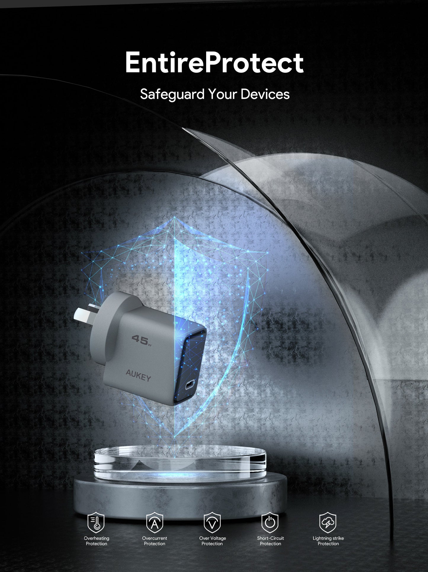 Aukey Comet 45W PD Fast Wall Charger GaN USB-C (PA-C2) - Image 4