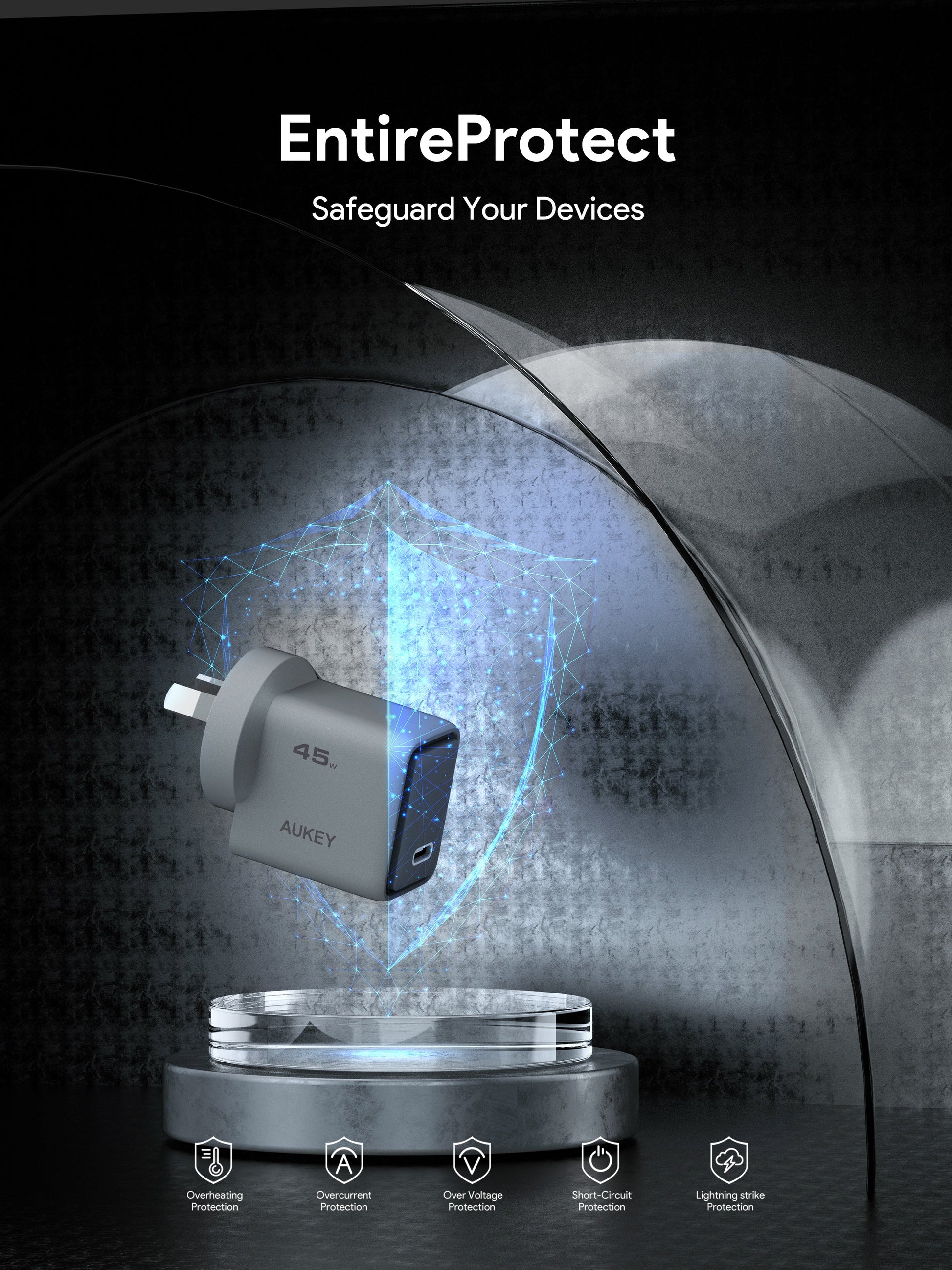 Aukey Comet 45W PD Fast Wall Charger GaN USB-C (PA-C2) - Image 4