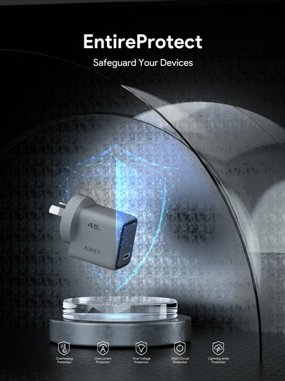 Aukey Comet 45W PD Fast Wall Charger GaN USB-C (PA-C2) - Image 4