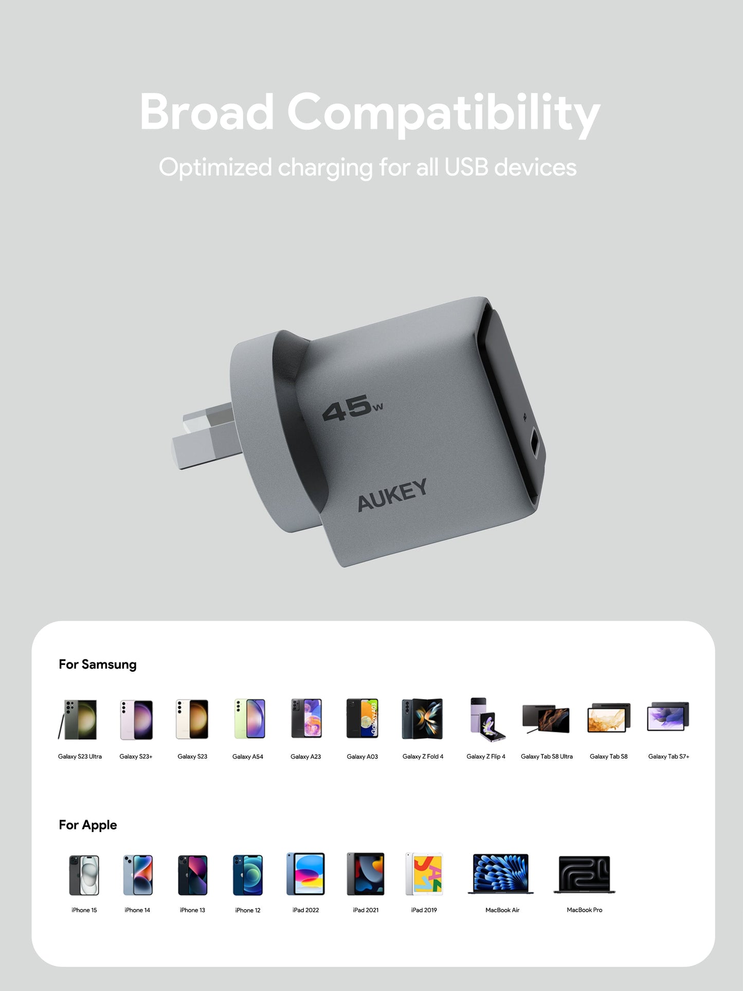 Aukey Comet 45W PD Fast Wall Charger GaN USB-C (PA-C2) - Image 6