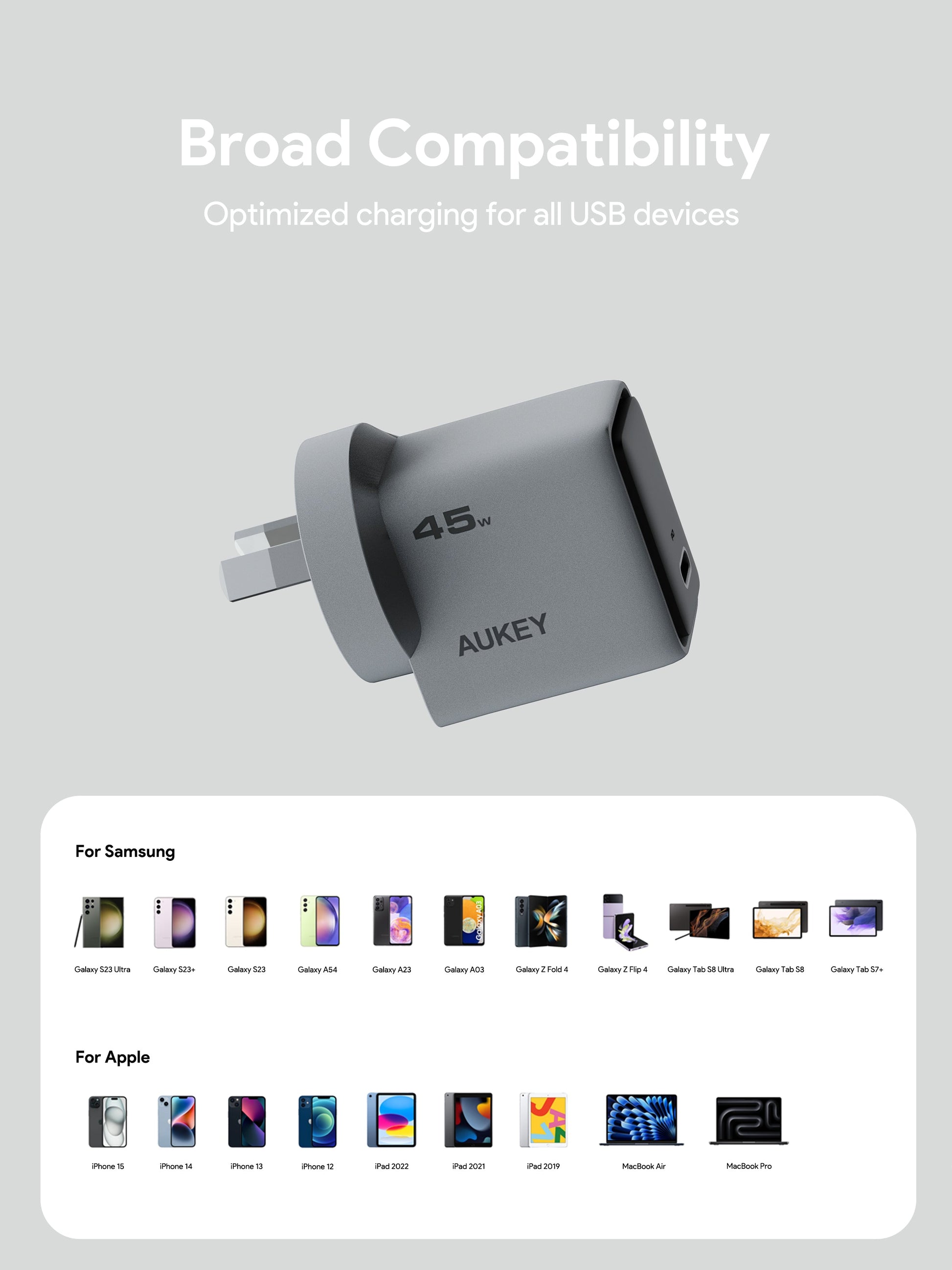 Aukey Comet 45W PD Fast Wall Charger GaN USB-C (PA-C2) - Image 6