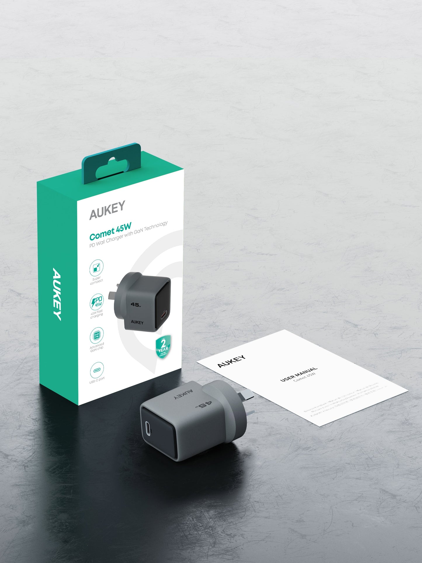Aukey Comet 45W PD Fast Wall Charger GaN USB-C (PA-C2) - Image 7