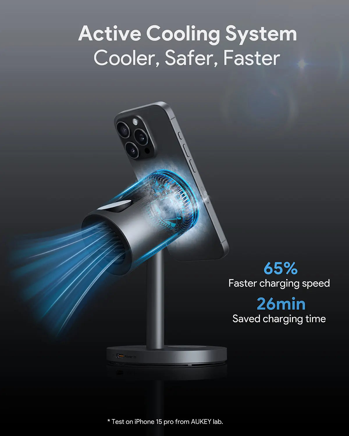 Aukey MagFusion 3-in-1 Pro Qi2 Magnetic Fast Wireless Charging Station with Active Cooling (LC-MC311A) - Image 2