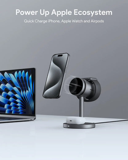 Aukey MagFusion 3-in-1 Pro Qi2 Magnetic Fast Wireless Charging Station with Active Cooling (LC-MC311A) - Image 3