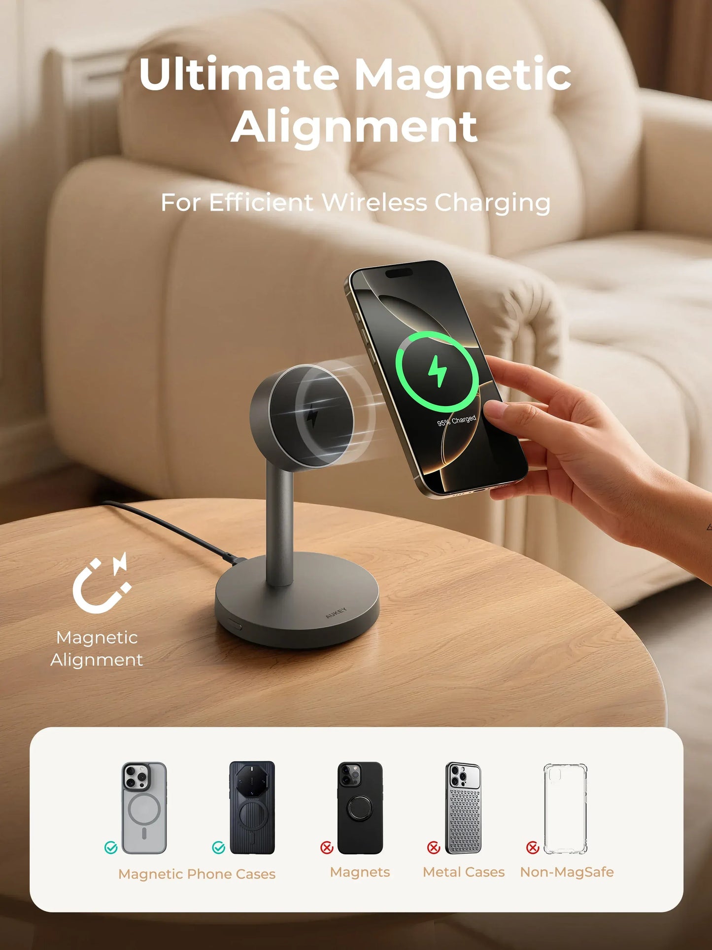 AUKEY LC-MC111 MagFusion 1X Magnetic Wireless Charger - Image 2