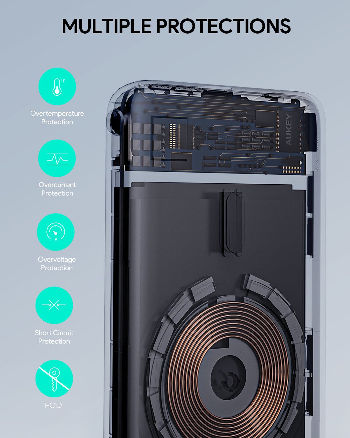 Aukey MagLinnk 6700mAh Magnetic Wireless Charging Power Bank (PB-MS01) - Image 5