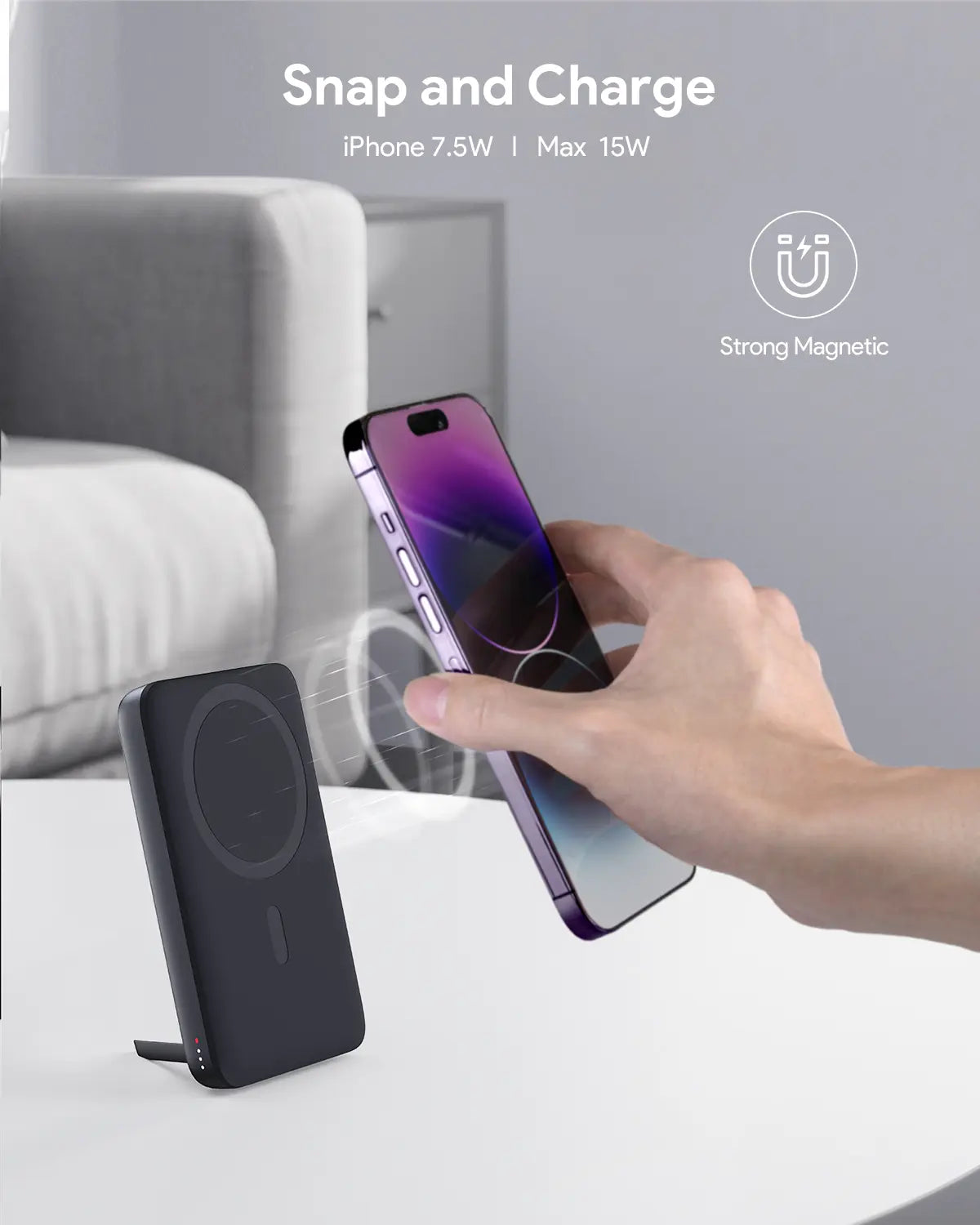 Aukey MagLinnk 10000mAh Magnetic Wireless Charging Power Bank (PB-MS02) - Image 6