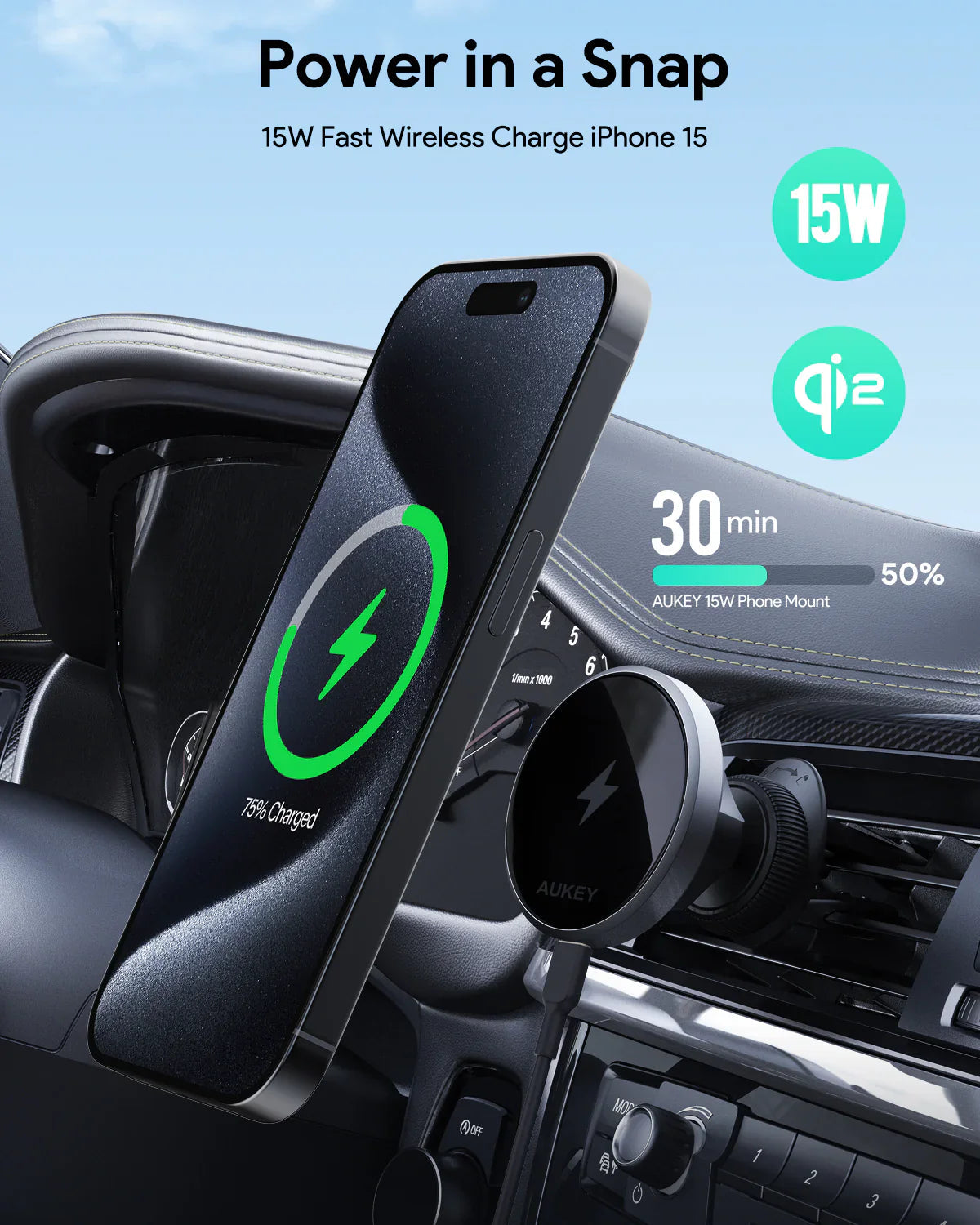 Aukey MagLink Dash Magnetic Fast Wireless Charging Phone Mount (HD-MC13) - Image 4