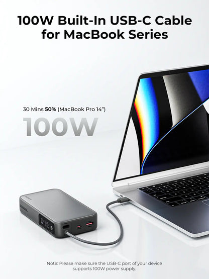 Aukey Spark Sling 20000 Compact Fast Charging Power Bank with Built-in USB-C Cable (PB-Y48) - Image 4