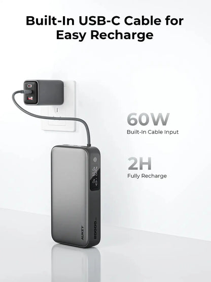 AUKEY Spark Sling 20000mAh 130W Power Bank with Built-in USB-C Cable & Digital Display – PB-Y48 - Image 5
