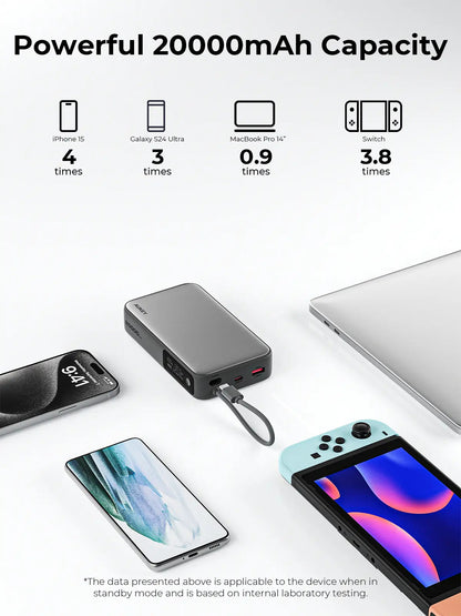 Aukey Spark Sling 20000 Compact Fast Charging Power Bank with Built-in USB-C Cable (PB-Y48) - Image 6