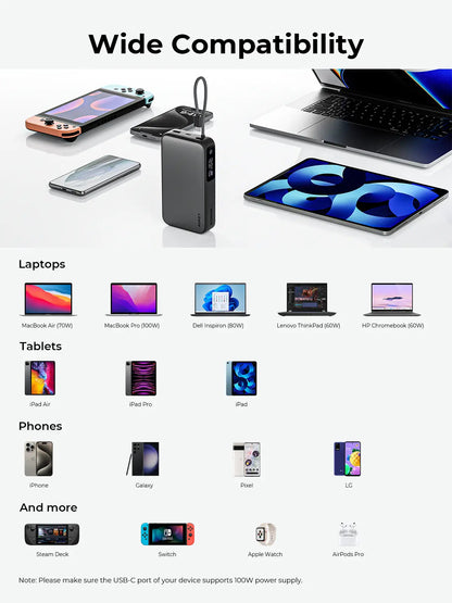 Aukey Spark Sling 20000 Compact Fast Charging Power Bank with Built-in USB-C Cable (PB-Y48) - Image 9