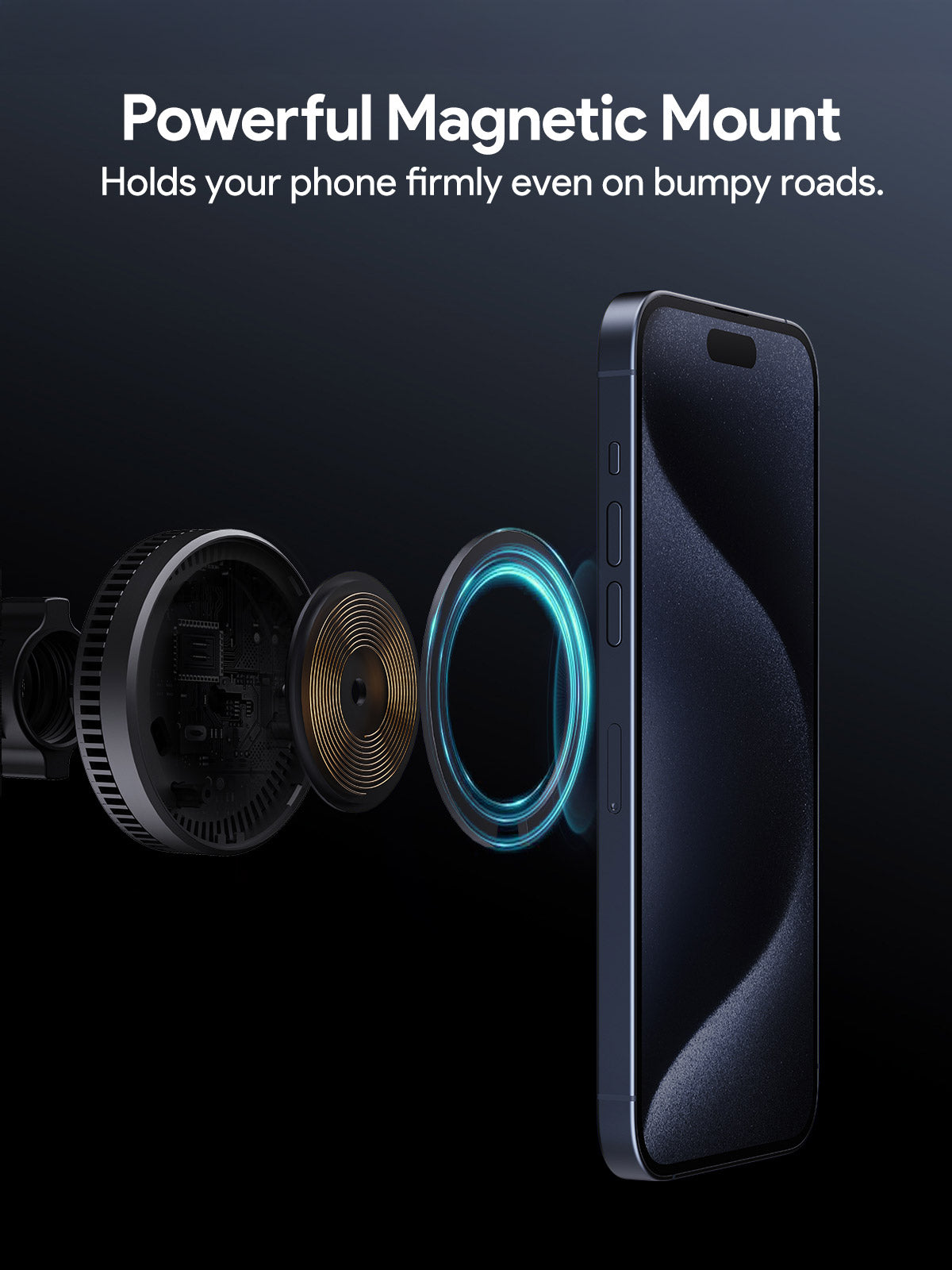 Aukey MagFusion Dash Pro Qi2 Magnetic Fast Wireless Charging Phone Mount with Active Cooling (HD-MC13A) - Image 2