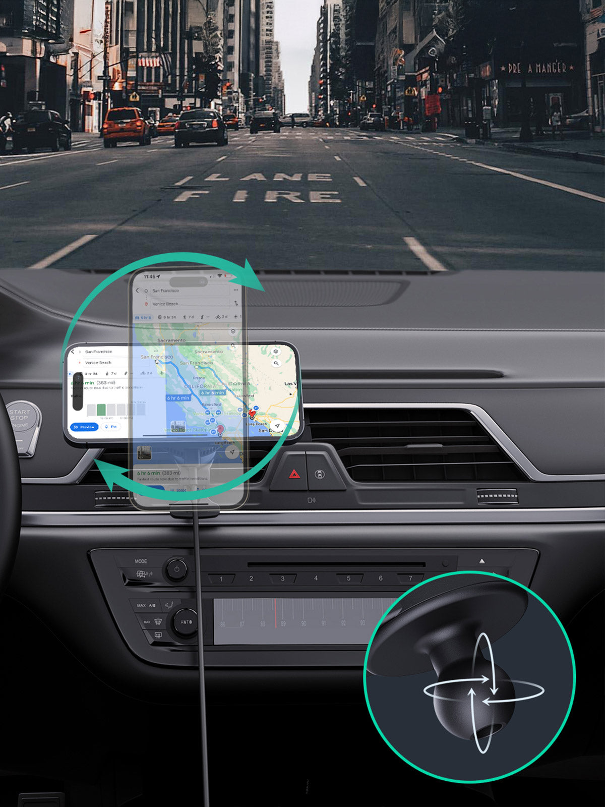Aukey MagFusion Dash Pro Qi2 Magnetic Fast Wireless Charging Phone Mount with Active Cooling (HD-MC13A) - Image 6
