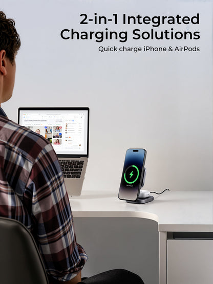 Aukey MagFusion L Qi2 Foldable 2 In 1 Magnetic Wireless Charger (LC-MC211) - Image 4