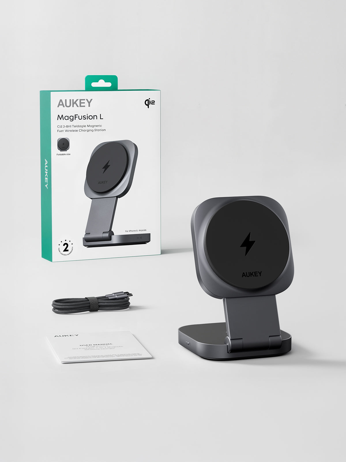 Aukey MagFusion L Qi2 Foldable 2 In 1 Magnetic Wireless Charger (LC-MC211) - Image 8