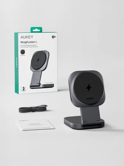 Aukey MagFusion L Qi2 Foldable 2 In 1 Magnetic Wireless Charger (LC-MC211) - Image 8