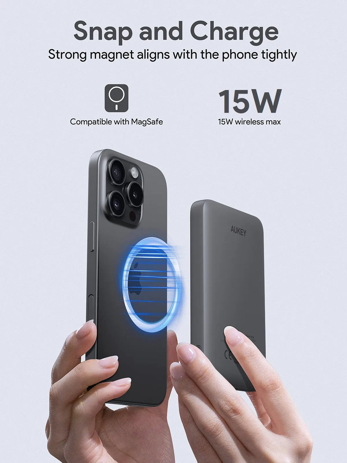 Aukey MagFusion 5000mAh Magnetic Wireless Charging Power Bank (PB-MS03) - Image 2