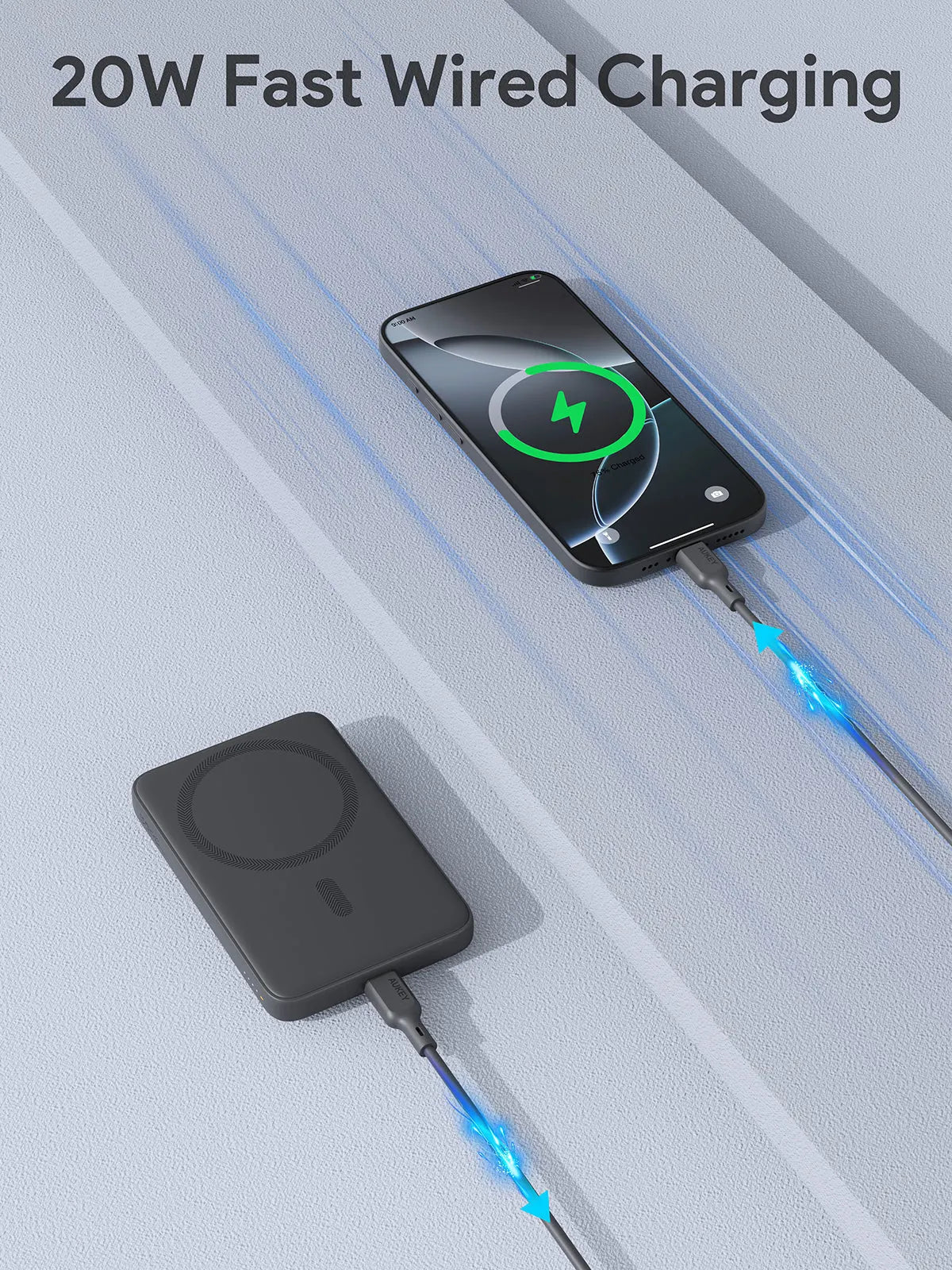 Aukey MagFusion 5000mAh Magnetic Wireless Charging Power Bank (PB-MS03) - Image 3
