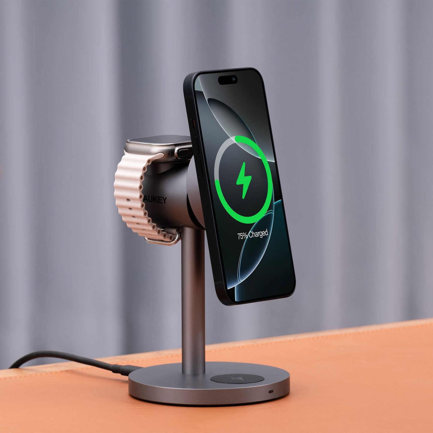 Aukey MagFusion 3-in-1 Qi2 Magnetic Fast Wireless Charging Station (LC-MC311) - Image 5