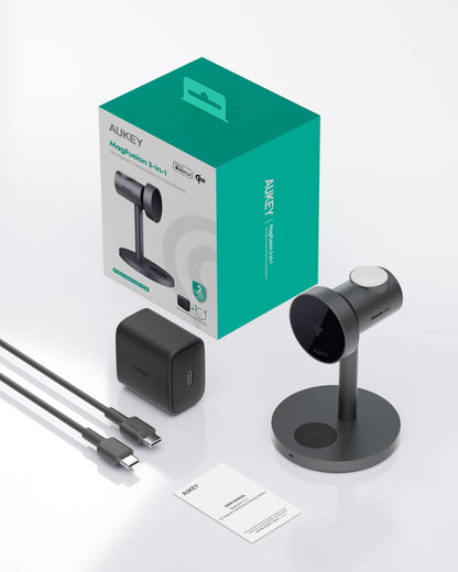 Aukey MagFusion 3-in-1 Qi2 Magnetic Fast Wireless Charging Station (LC-MC311) - Image 8