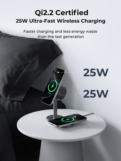 AUKEY MagFusion 2X Qi2.2 25W 2-in-1 Dual Magnetic Wireless Charging Station for iPhone, Samsung & Google Pixel – LC-MC213 - Image 3