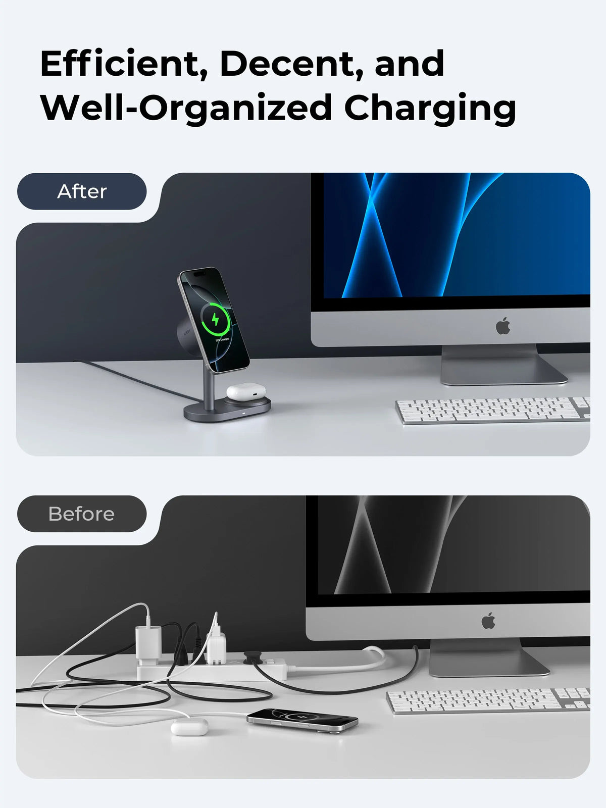 AUKEY MagFusion 2X Qi2.2 25W 2-in-1 Dual Magnetic Wireless Charging Station for iPhone, Samsung & Google Pixel – LC-MC213 - Image 5