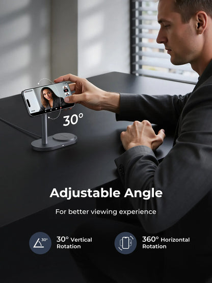 AUKEY MagFusion 2X Qi2.2 25W 2-in-1 Dual Magnetic Wireless Charging Station for iPhone, Samsung & Google Pixel – LC-MC213 - Image 6