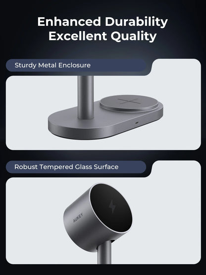 AUKEY MagFusion 2X Qi2.2 25W 2-in-1 Dual Magnetic Wireless Charging Station for iPhone, Samsung & Google Pixel – LC-MC213 - Image 8