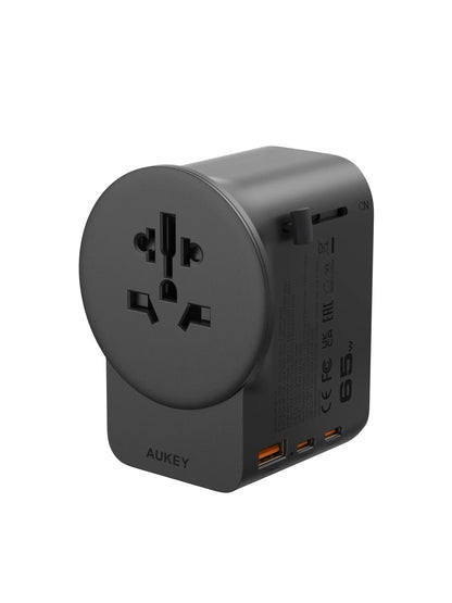 AUKEY GlobeMate 65W GaN Universal Travel Adapter with 2 USB-C + USB-A for 200+ Countries – PA-TA11A